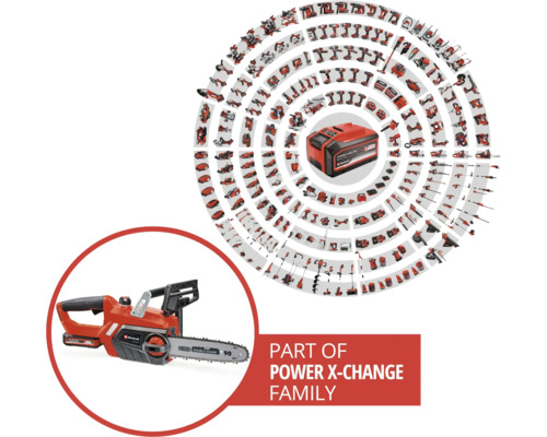 Akumulátorová rada Einhell Power X-Change s reťazovou pílou a akumulátorom