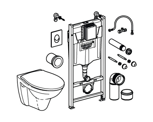 Predstenový inštalačný prvok so závesným WC a príslušenstvom