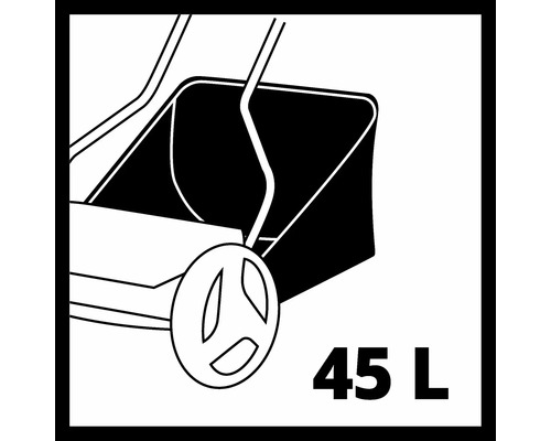 Symbol kosačky na trávu s objemom zberného koša 45 litrov