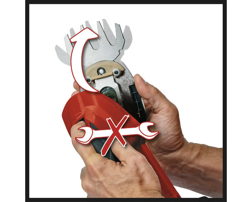 Symbol pre smer výmeny noža nožníc na trávu bez použitia náradia