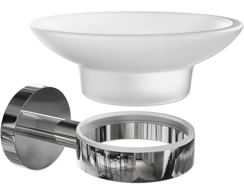 Sklenená a kovová miska na mydlo na montáž na stenu