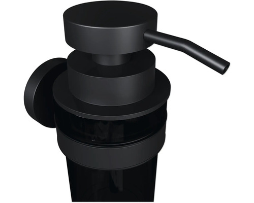 Čierny nástenný dávkovač mydla z plastu a kovu