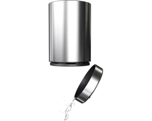 Dávkovač mydla z nehrdzavejúcej ocele s otvorenou nádobou a mydlom