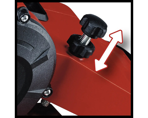 Detailný pohľad na aretačnú skrutku so smerom šípky pre indikáciu smeru nastavenia