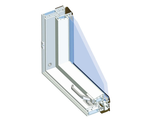 Rez plastovým oknom s kľučkou a sklom