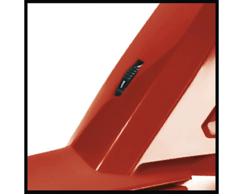 Detail červeného výrobku s posuvným spínačom