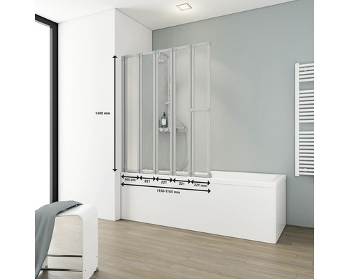 Vaňová zástena s rozmermi na vani