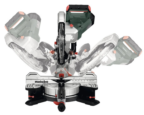 Logo Metabo na pokosovej píle s nastaviteľnou pílovou hlavou