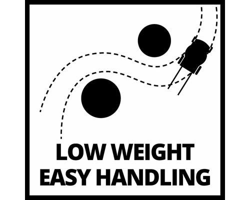 Symbol pre nízku hmotnosť a jednoduchú manipuláciu s kosačkou na trávu