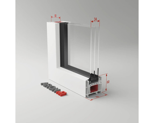 Rez bielym plastovým oknom s rozmermi