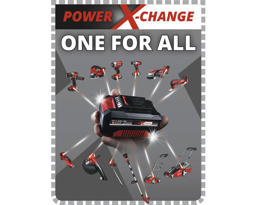 Batéria Power X-Change s rôznym náradím a záhradnou technikou.