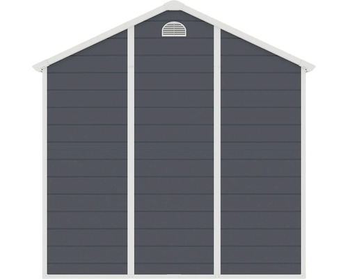 Pohľad na záhradný domček s vetracou mriežkou