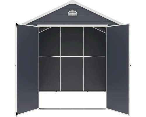 Otvorená záhradná búda s dvojkrídlovými dverami