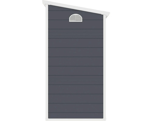 Bočná stena záhradnej skrine s vetracou mriežkou