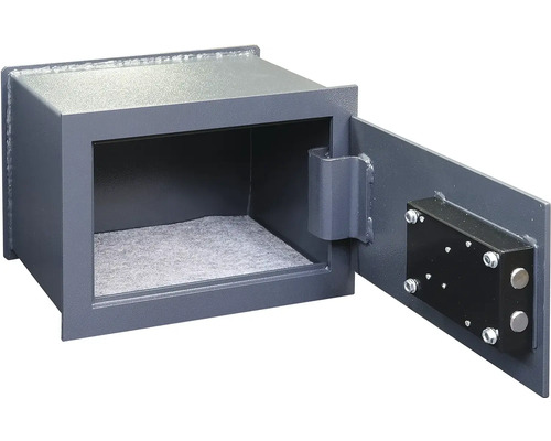 Otvorený nábytkový trezor so sivou vnútornou výstelkou