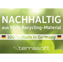 Udržateľný výrobok z 90 percent recyklovaného materiálu, vyrobený v Nemecku.