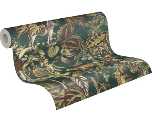 Rolka tapety s motívom džungle s rastlinami a zvieratami