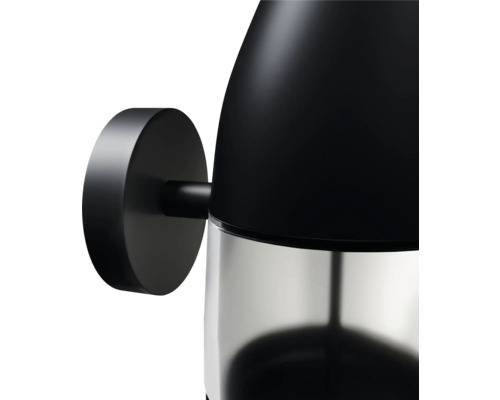 Čierne nástenné svietidlo s priehľadným tienidlom