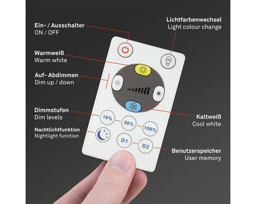 Biele diaľkové ovládanie pre svietidlá na ovládanie farby svetla, jasu a ďalšie