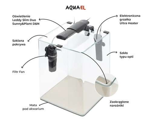 Kompletné sklenené akvárium s osvetlením, kúrením a filtrom