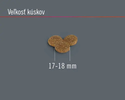 Veľkosť kúskov krmiva: 17 až 18 milimetrov