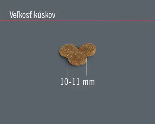 Veľkosť kúskov 10 až 11 milimetrov