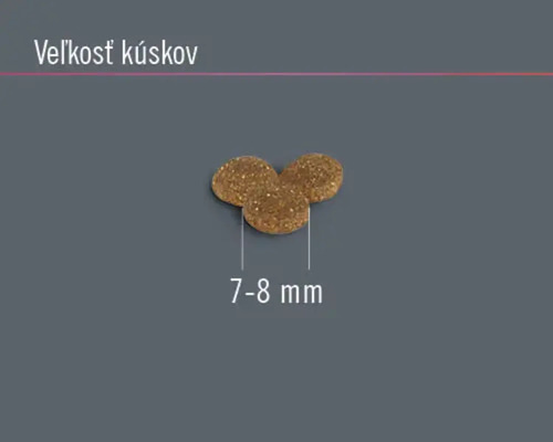 Tri kusy krmiva s veľkosťou 7 až 8 milimetrov