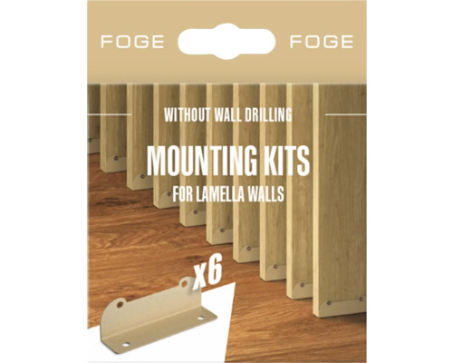 Montážna sada pre lamelové steny, na upevnenie bez vŕtania, šesť kusov