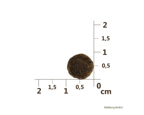 Jeden kus krmiva pre psy s uvedením veľkosti v centimetroch