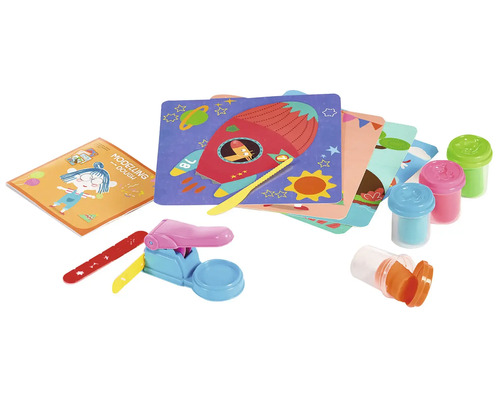 Súprava modelovacej hmoty s nástrojmi, formami a inštruktážnou brožúrou