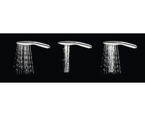 Tri ručné sprchy s rôznymi typmi prúdu