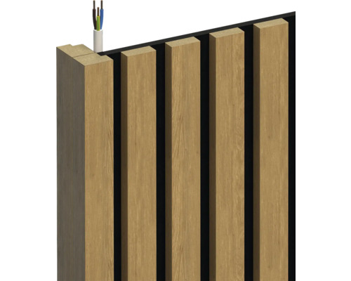 Drevené panely s elektrickým káblom