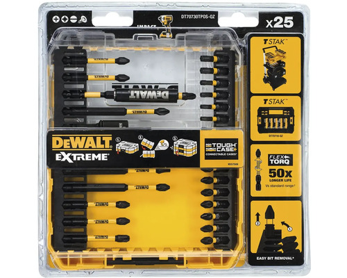 DeWalt Extreme súprava 25 nárazových vrtacích bitov v žltom puzdre