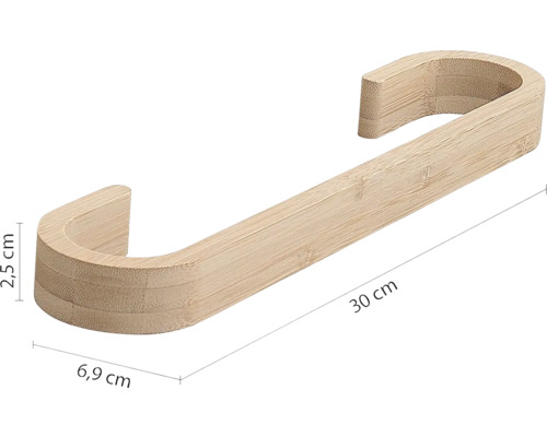 Kúpeľňový držiak na uteráky z bambusu s rozmermi 30 x 6,9 x 2,5 cm