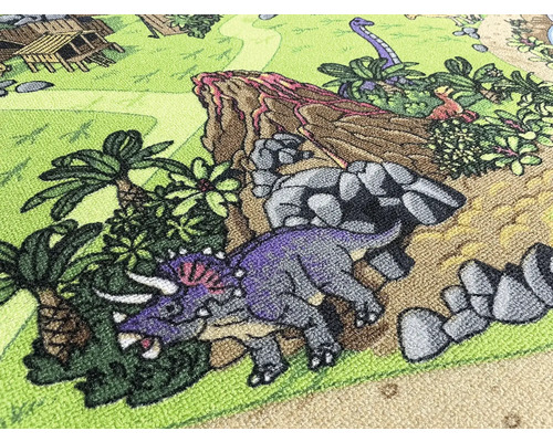 Koberec s motívom dinosaura a vulkanickou krajinou