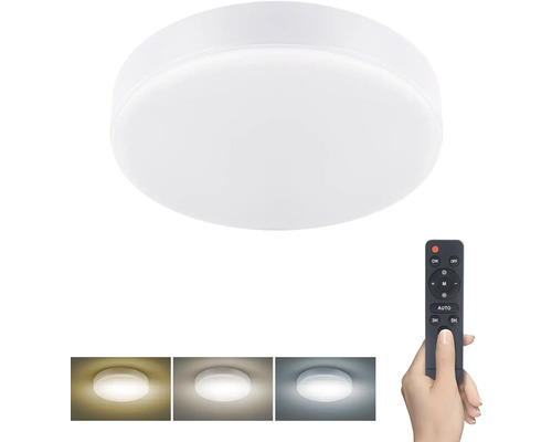 Biele LED stropné svietidlo s diaľkovým ovládaním na ovládanie svetla.