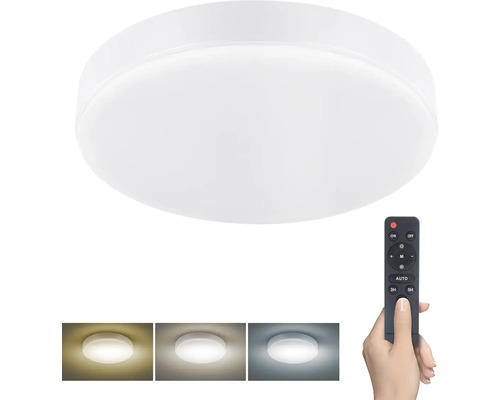 Biele stropné svietidlo s diaľkovým ovládaním na reguláciu svetla.