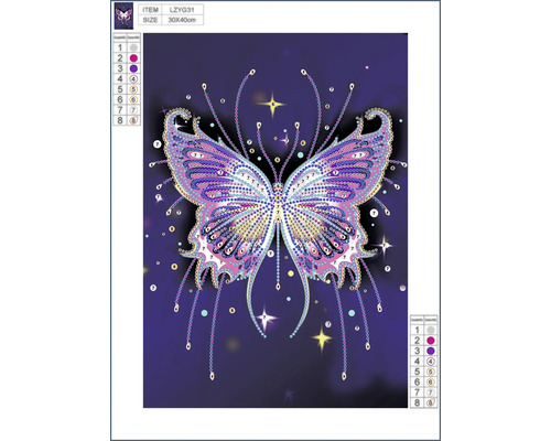 Diamantová maľba motív motýľa 30x40 centimetrov