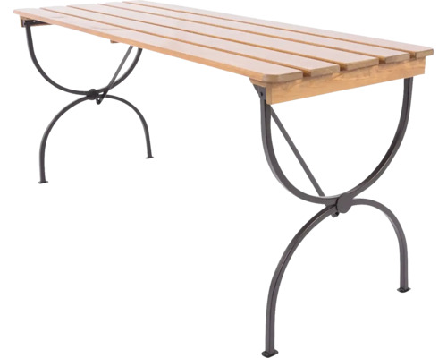 Záhradný stôl s drevenou doskou a kovovým rámom