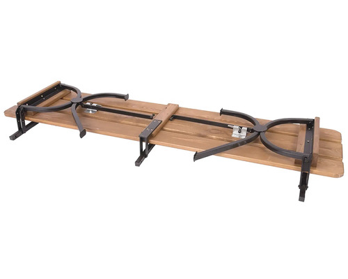 Drevená lavica na pivný stôl s kovovými nohami na vonkajšie použitie