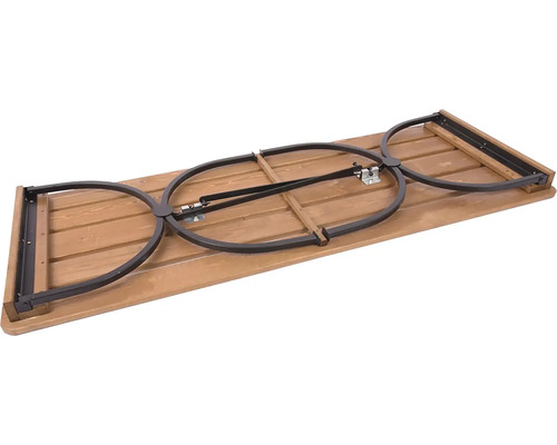 Skladací piknikový stôl z dreva s kovovým rámom