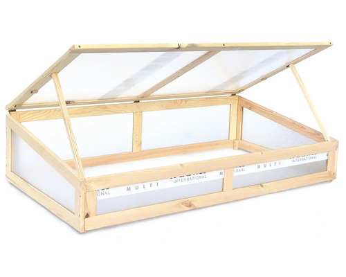 Drevený parenisko s priehľadnými stenami a výklopným vekom