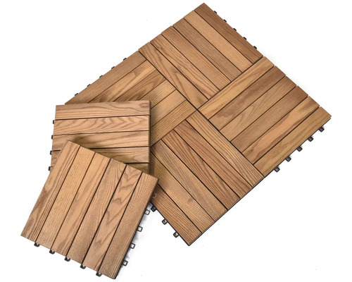 Drevené terasové dlaždice s klik systémom