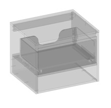 Priehľadný úložný systém so zásuvkou