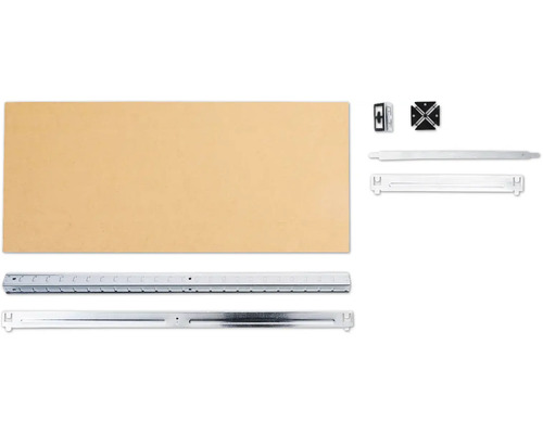 Sada závesov na nábytok s drevenou doskou a montážnym príslušenstvom