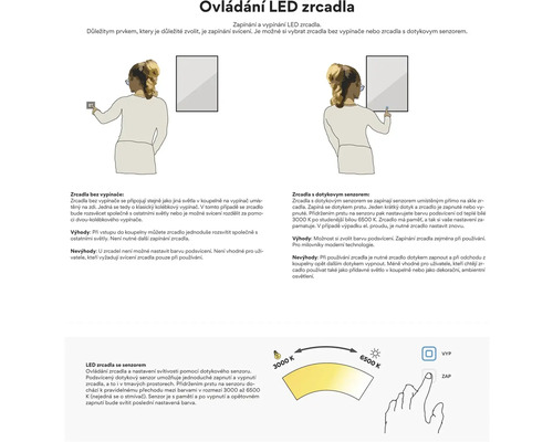 Ovládanie LED zrkadiel s a bez senzora.