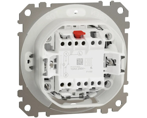 Detail spínača s červeným ovládacím tlačidlom