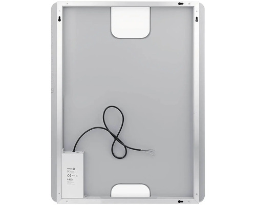 Zadná strana zrkadla s rámom, káblom a zavesením