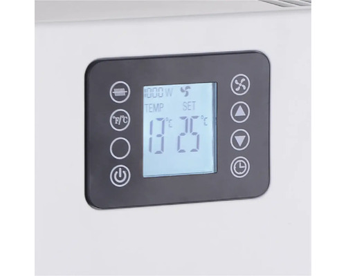 Displej vykurovacieho zariadenia s ukazovateľom teploty a ovládacími prvkami