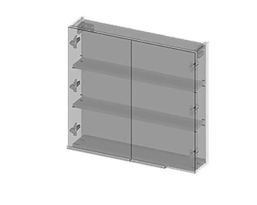 Nástenná skrinka s policami a sklenenými dvierkami